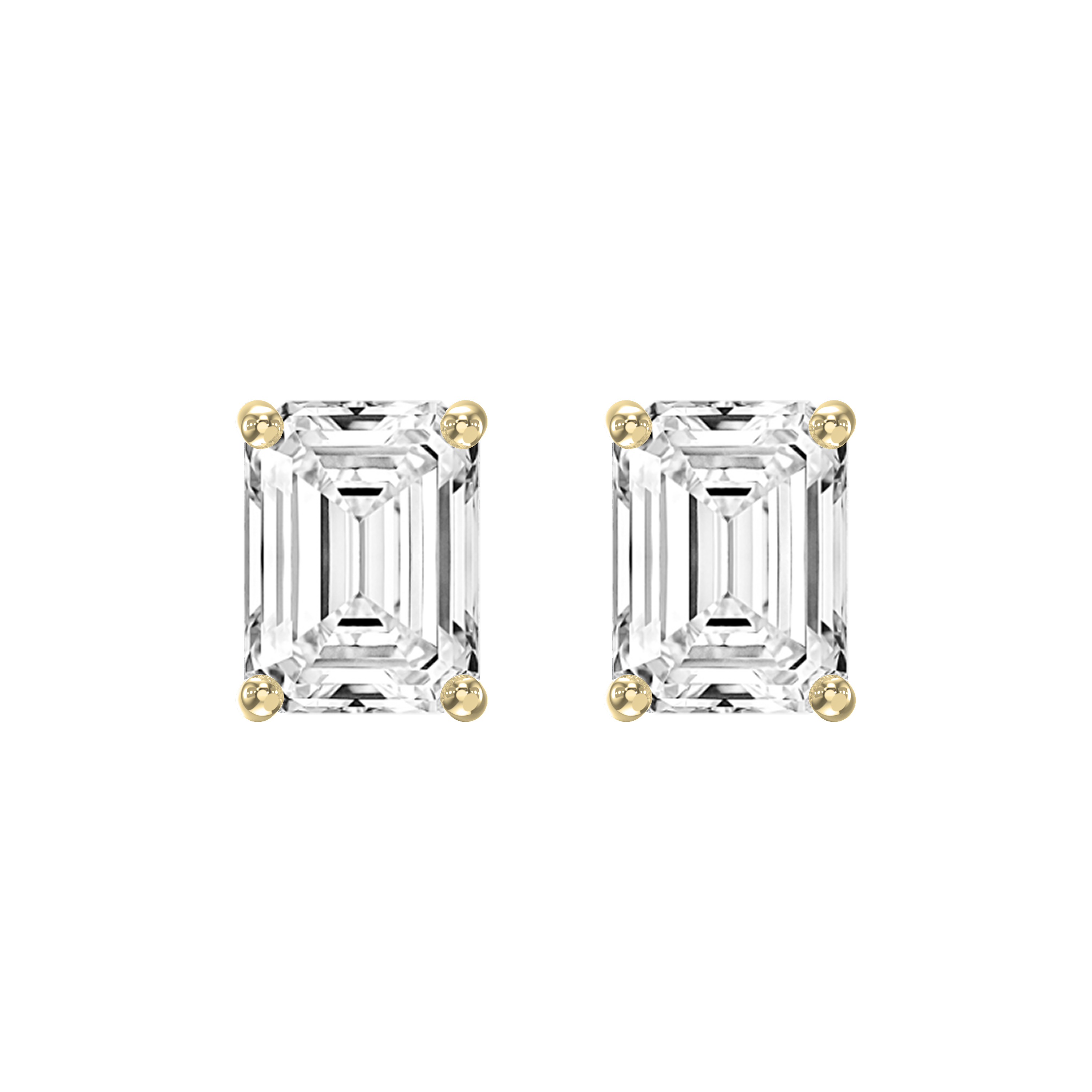 4-Prong Emerald Cut Diamond Stud Earrings – Lab Grown Diamond Brilliance