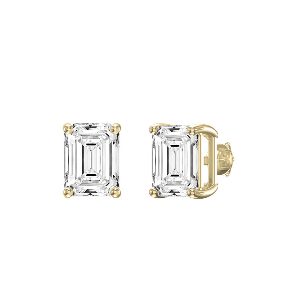4-Prong Emerald Cut Diamond Stud Earrings – Lab Grown Diamond Brilliance
