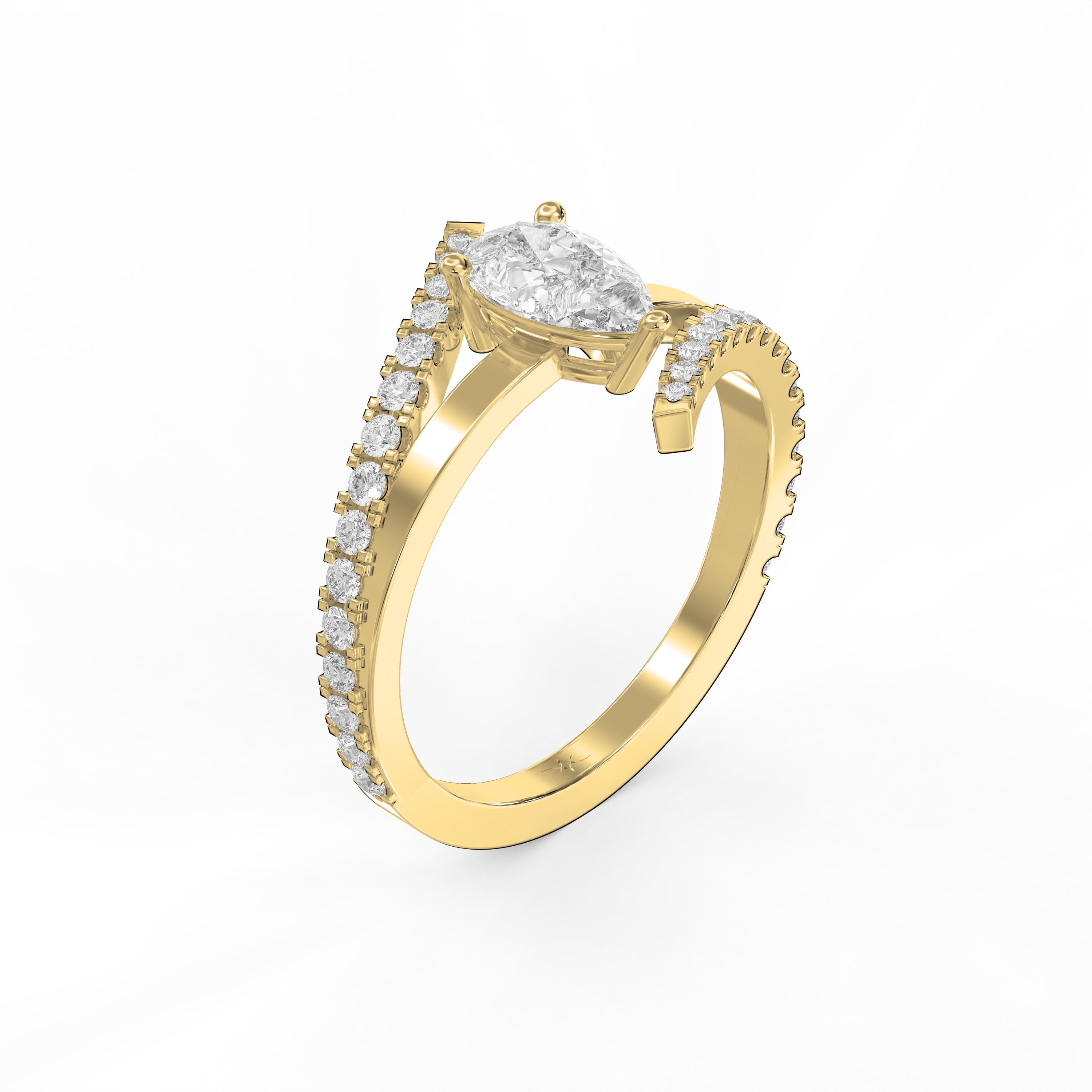 Elegant Pear-Cut Diamond Bypass Side Stone Engagement Ring | Lab Grown & Natural