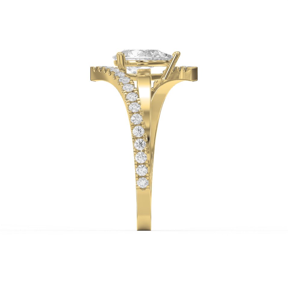 Elegant Pear-Cut Diamond Bypass Side Stone Engagement Ring | Lab Grown & Natural