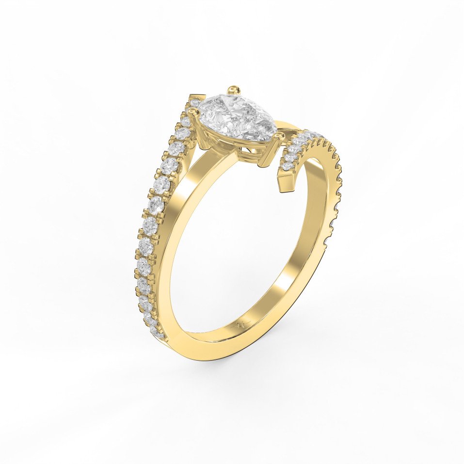 Elegant Pear-Cut Diamond Bypass Side Stone Engagement Ring | Lab Grown & Natural