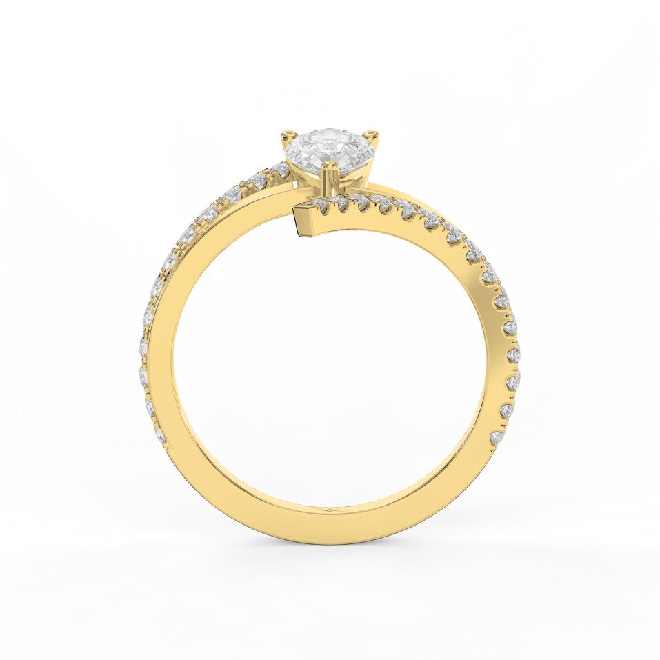 Elegant Pear-Cut Diamond Bypass Side Stone Engagement Ring | Lab Grown & Natural