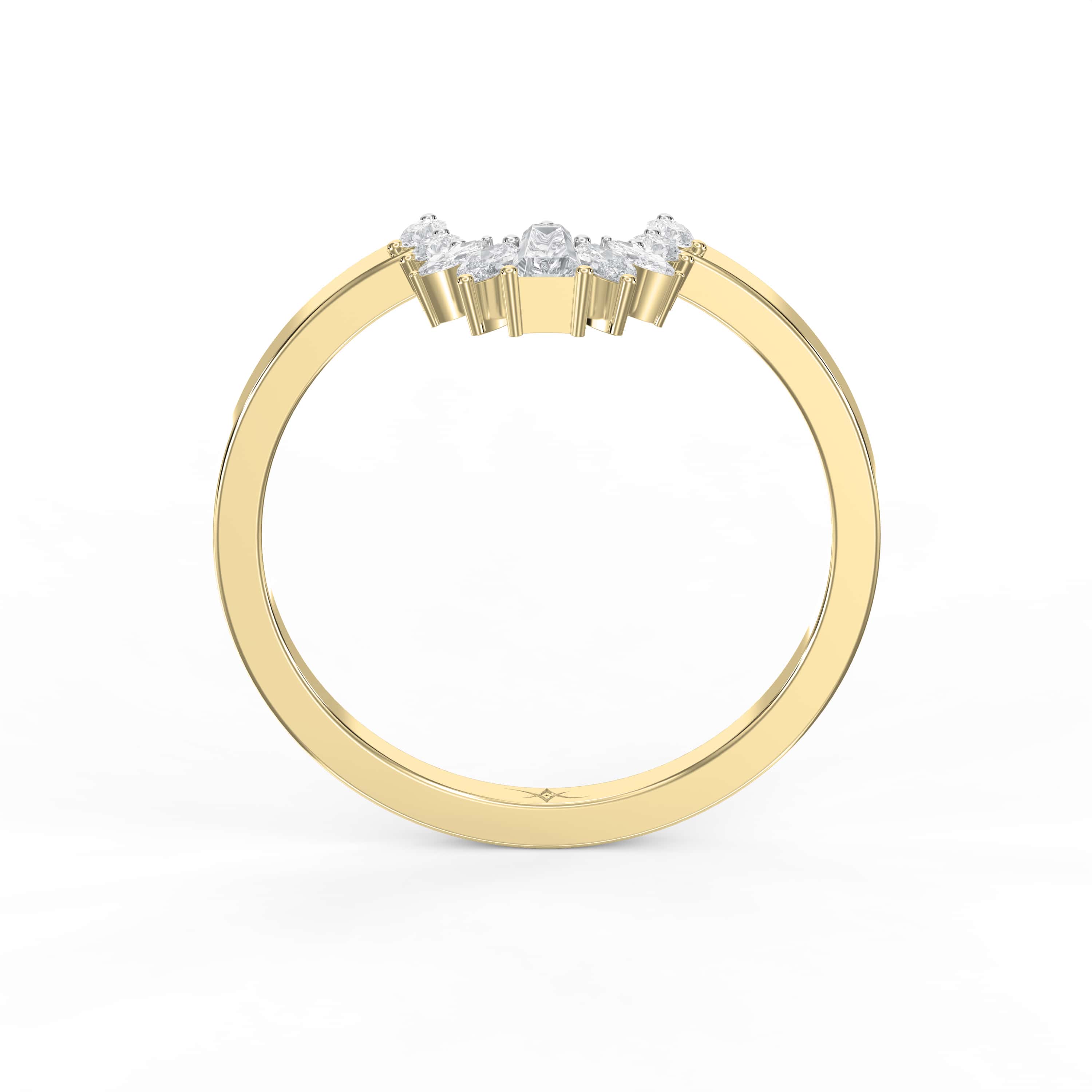 Marquise & Baguette Shaped Curved Wedding Band Gracefully Crafted with Lab-Grown Diamonds | Elegant, Ethical, & Timeless