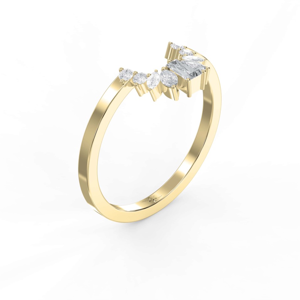 Marquise & Baguette Shaped Curved Wedding Band Gracefully Crafted with Lab-Grown Diamonds | Elegant, Ethical, & Timeless