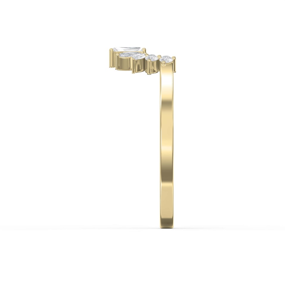 Marquise & Baguette Shaped Curved Wedding Band Gracefully Crafted with Lab-Grown Diamonds | Elegant, Ethical, & Timeless