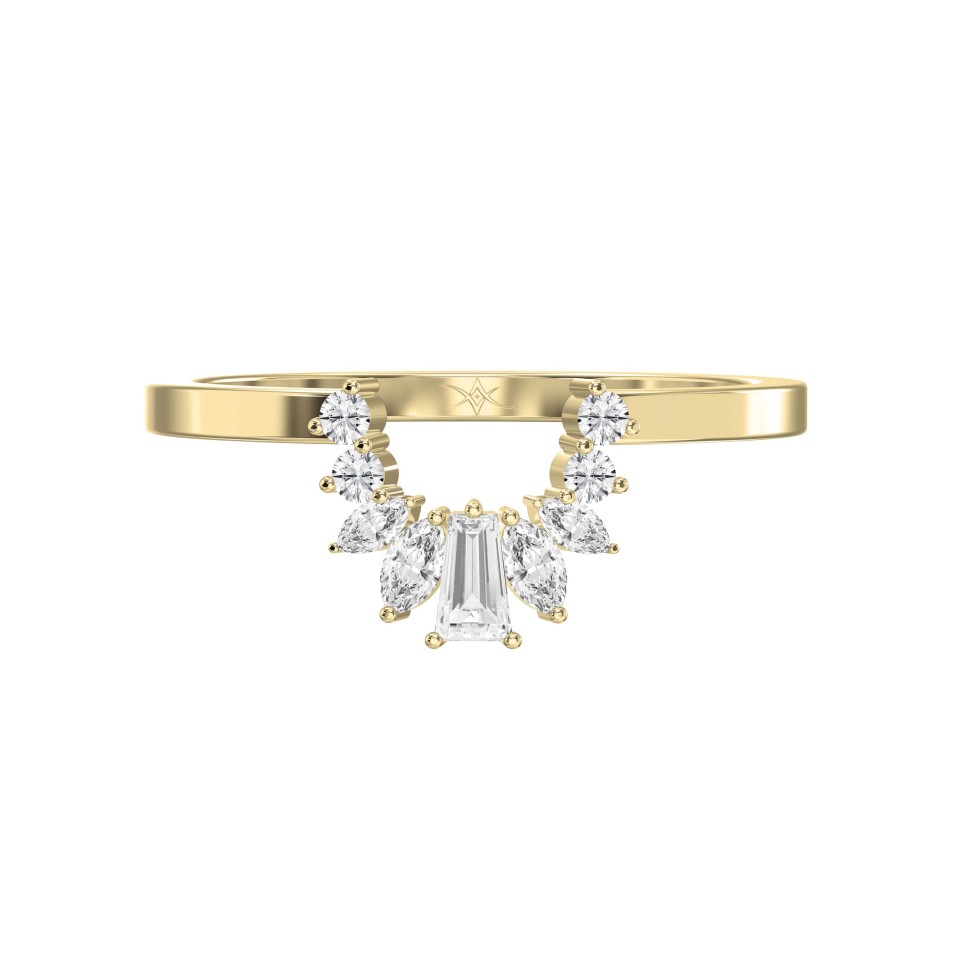 Marquise & Baguette Shaped Curved Wedding Band Gracefully Crafted with Lab-Grown Diamonds | Elegant, Ethical, & Timeless