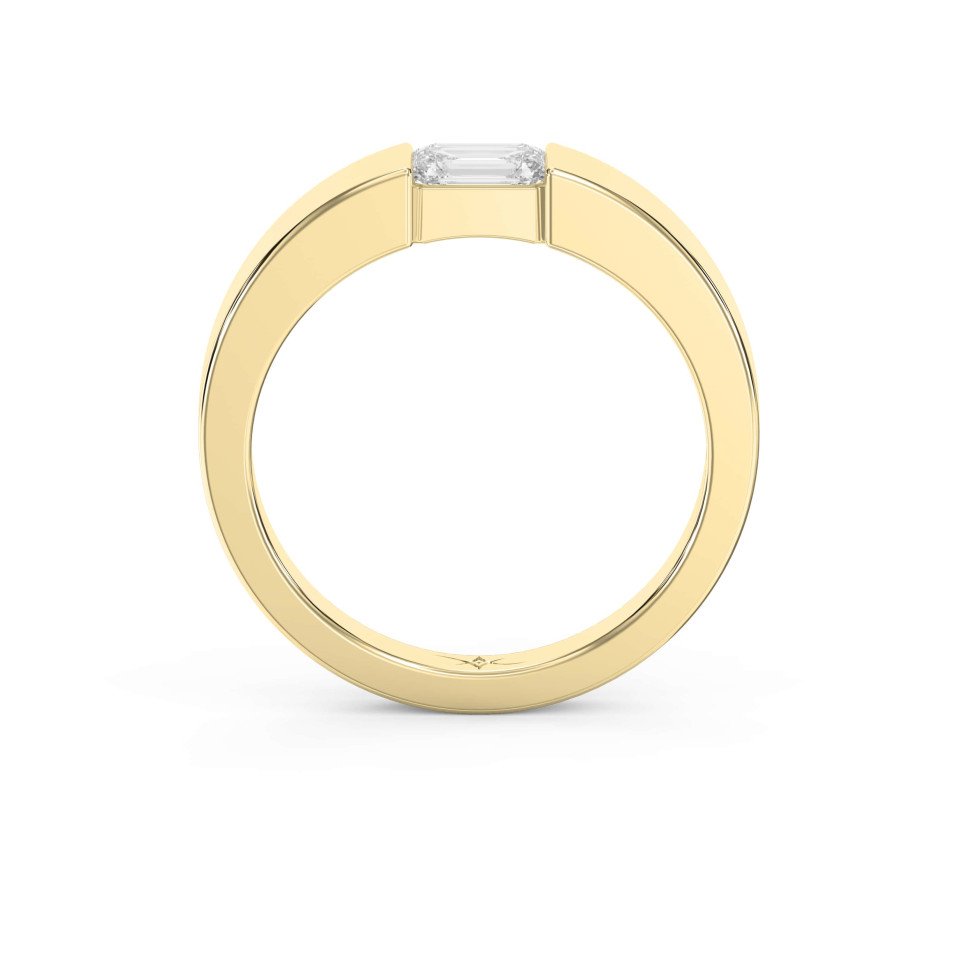 Flat Promise Ring with Emerald Cut Lab-Grown & Natural Diamond for Men