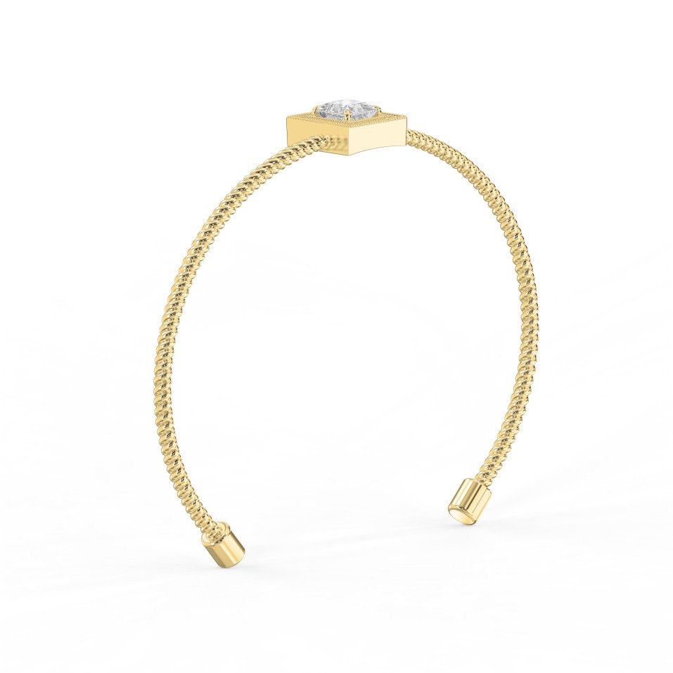 Luxury Cuff Bracelet with Square Halo Centerpiece – Princess Cut Diamond | Choose Lab - Grown & Natural