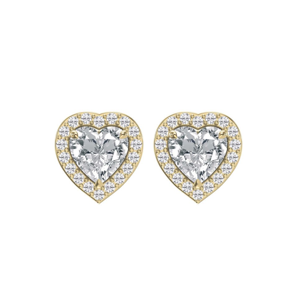 Heart Halo Lab-Grown Diamond Earrings