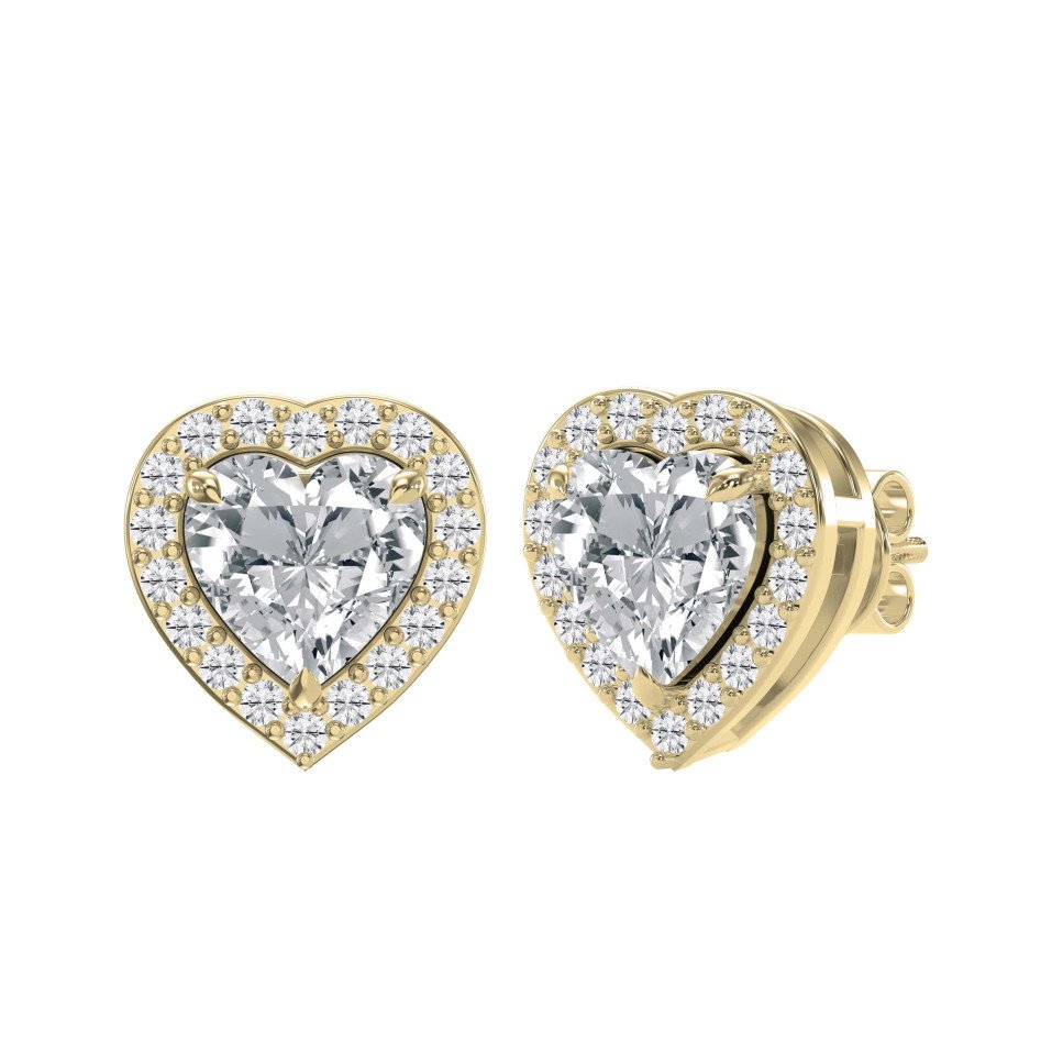 Heart Halo Lab-Grown Diamond Earrings