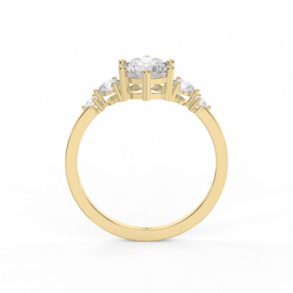 Diamond Engagement Ring with Round Center & Graduated Side Stones – Customizable Center Stone Shapes | Choose Lab-Grown & Natural Diamonds