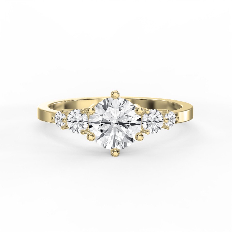 Diamond Engagement Ring with Round Center & Graduated Side Stones – Customizable Center Stone Shapes | Choose Lab-Grown & Natural Diamonds