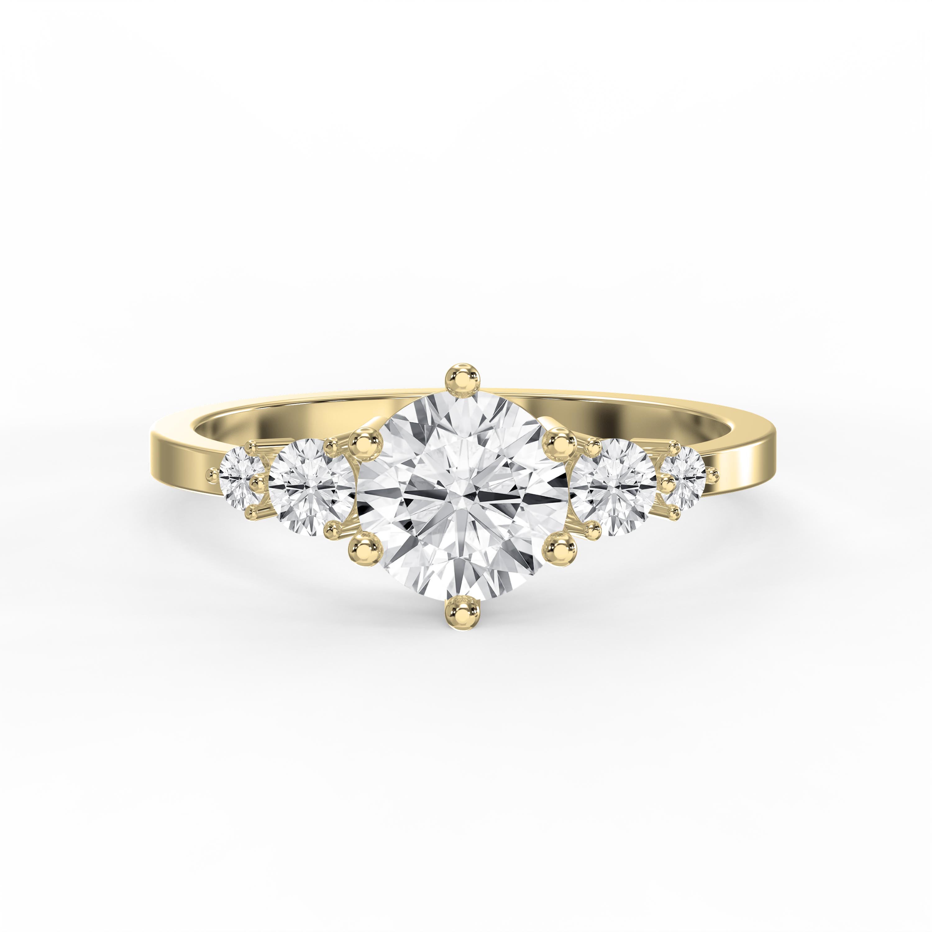 Diamond Engagement Ring with Round Center & Graduated Side Stones – Customizable Center Stone Shapes | Choose Lab-Grown & Natural Diamonds