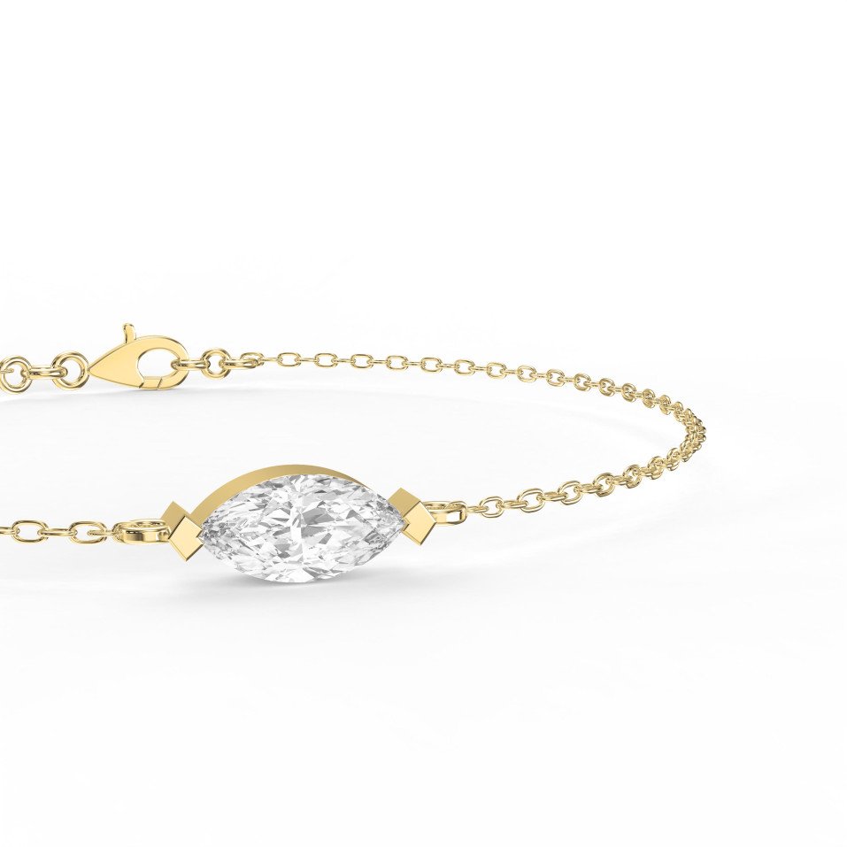 Elegant Marquise Diamond Solitaire Bracelet | Lab-Grown  Diamond Chain Bracelet – Valam Design