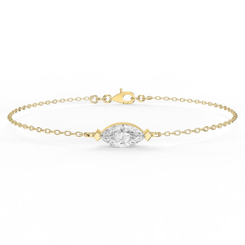 Elegant Marquise Diamond Solitaire Bracelet | Lab-Grown  Diamond Chain Bracelet – Valam Design