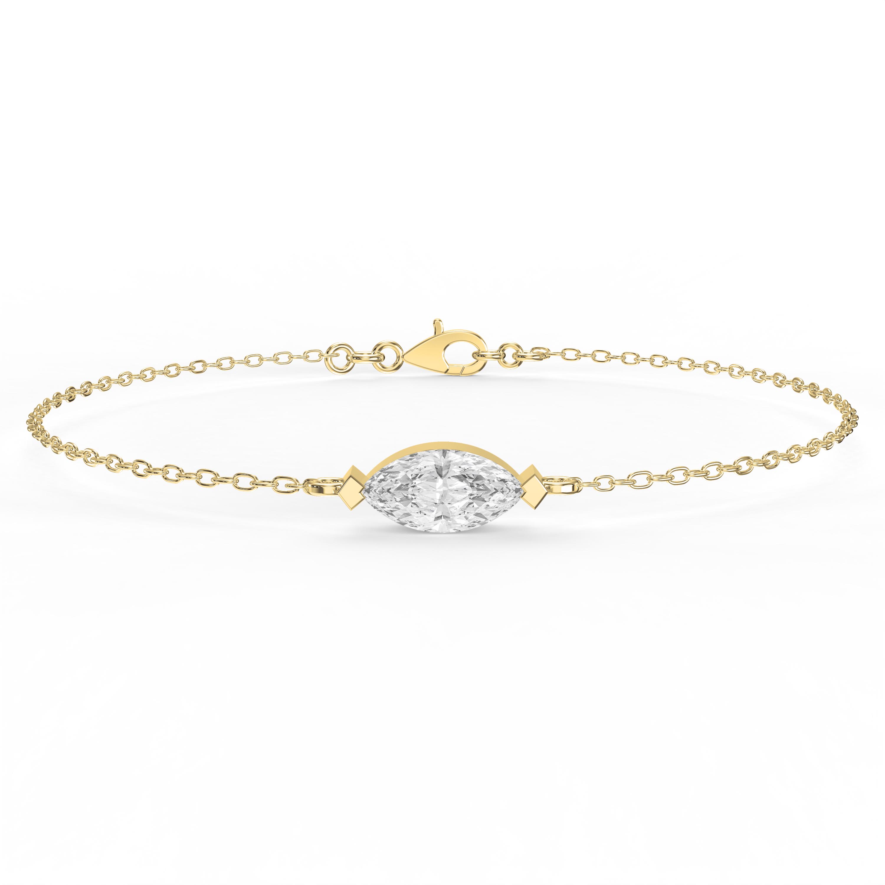 Elegant Marquise Diamond Solitaire Bracelet | Lab-Grown  Diamond Chain Bracelet – Valam Design