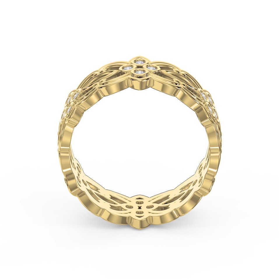 Floral Diamond Wide Vintage Band – Intricate Vintage Style Statement Ring