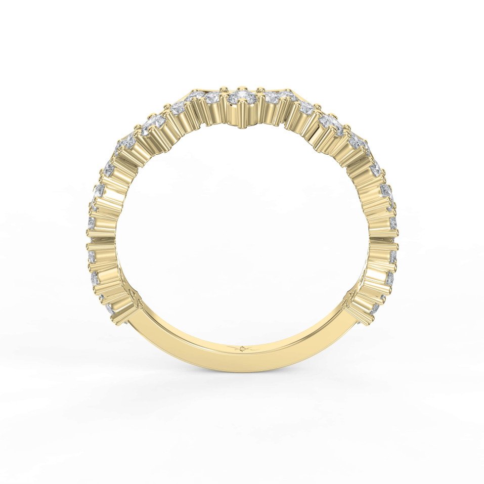 Curved Ring with Round Diamonds – Lab-Grown or Natural Diamond Band