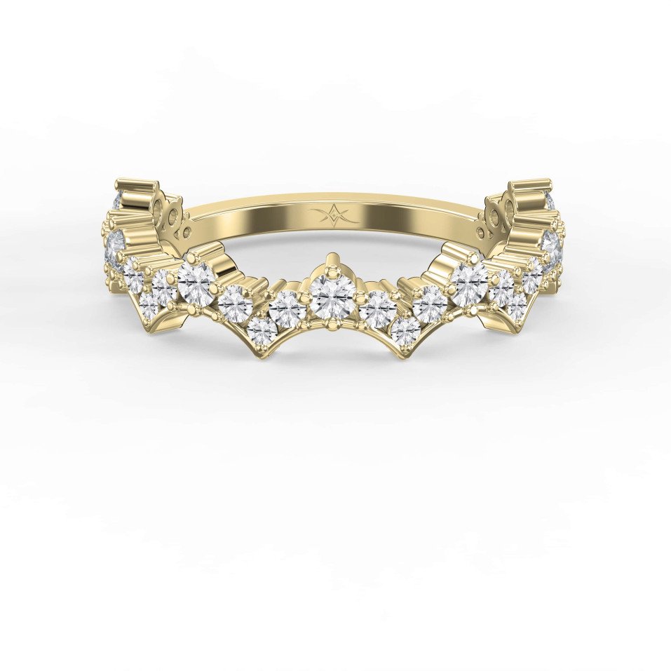 Curved Ring with Round Diamonds – Lab-Grown or Natural Diamond Band