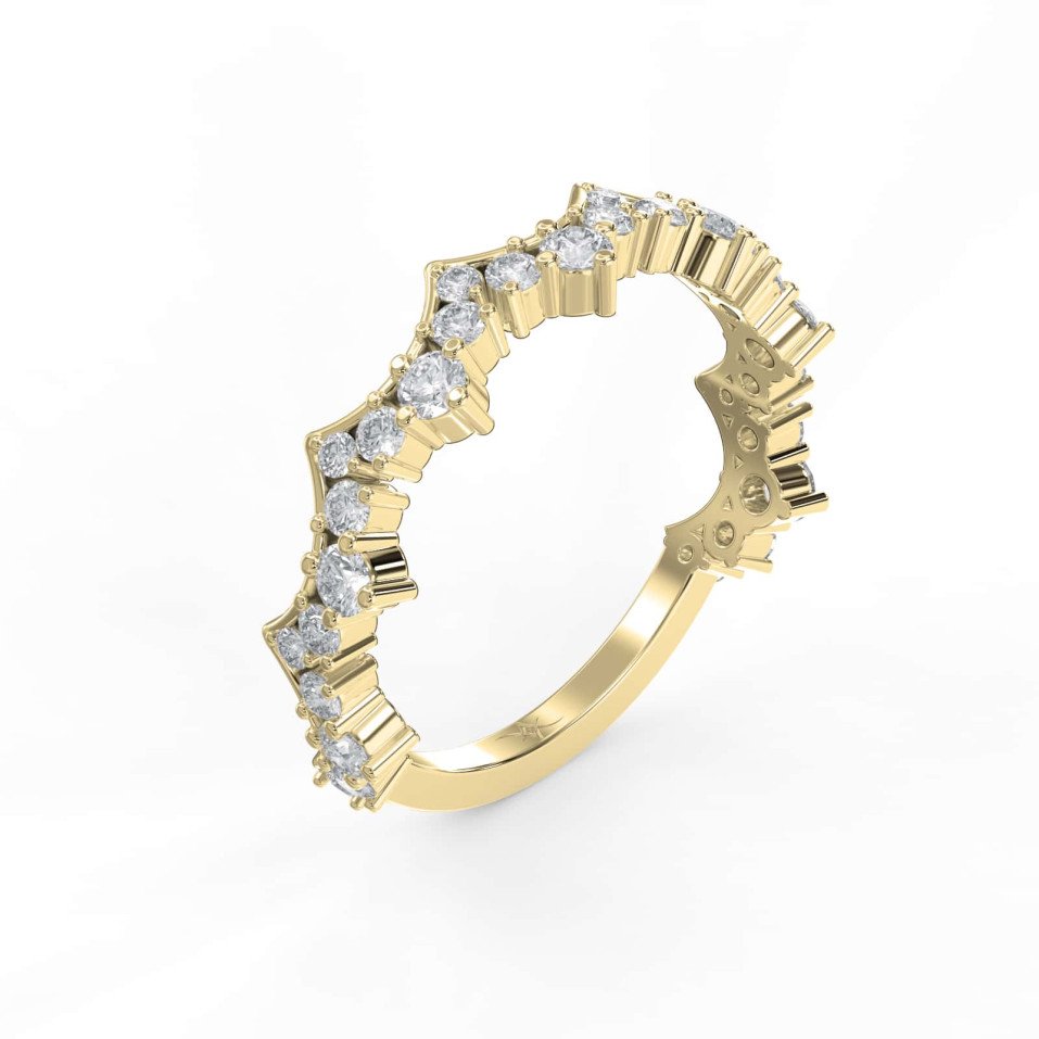 Curved Ring with Round Diamonds – Lab-Grown or Natural Diamond Band