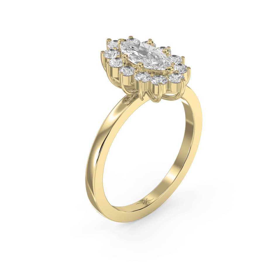 Marquise Halo Solitaire Engagement Ring – Lab-Grown or Natural Diamond