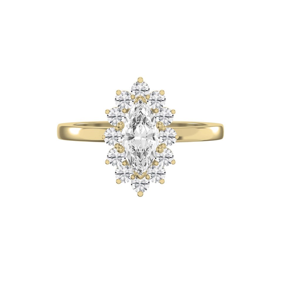 Marquise Halo Solitaire Engagement Ring – Lab-Grown or Natural Diamond