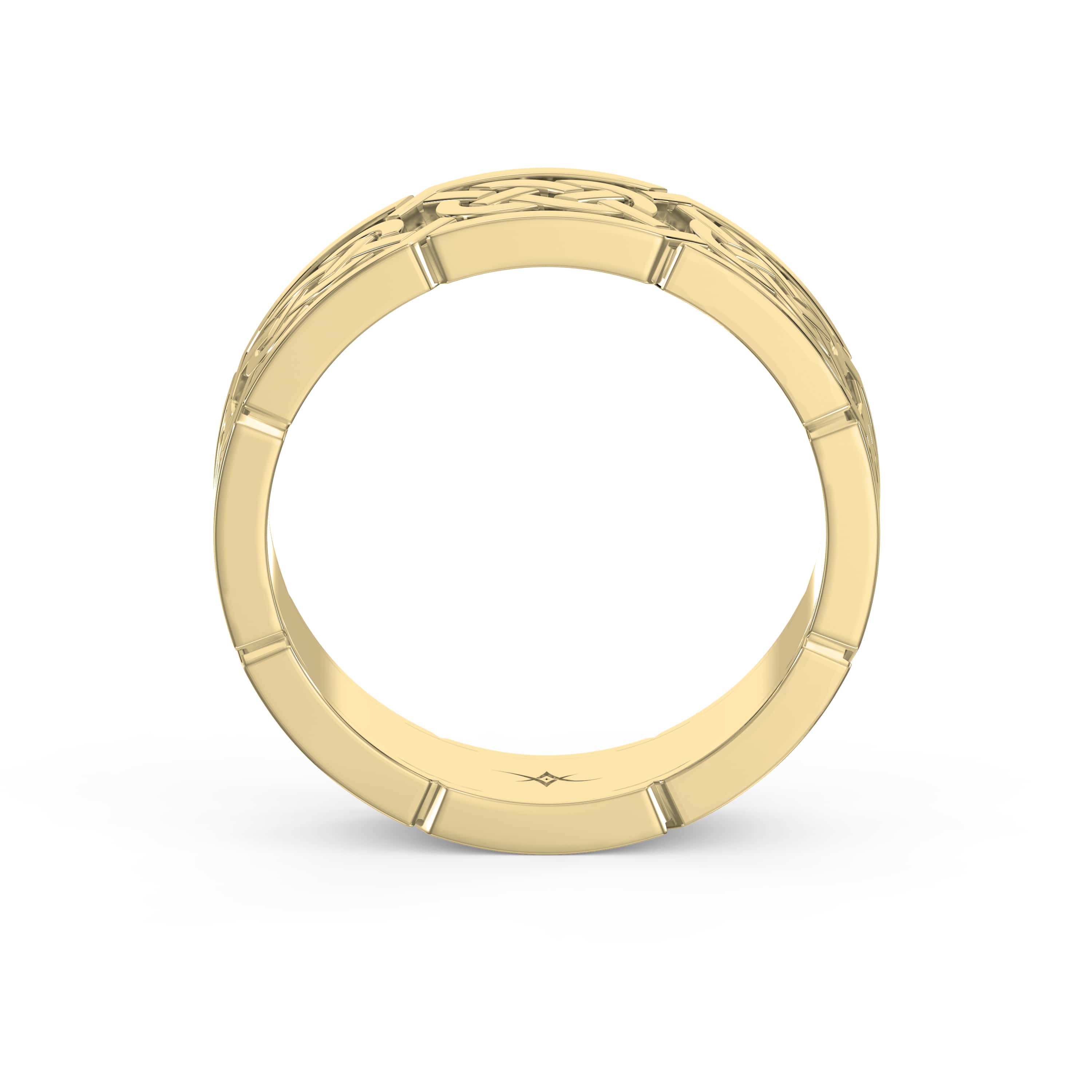 Intertwined Engraved and High-Polished Flat Celtic Art Wedding Band
