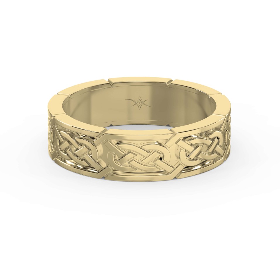 Intertwined Engraved and High-Polished Flat Celtic Art Wedding Band