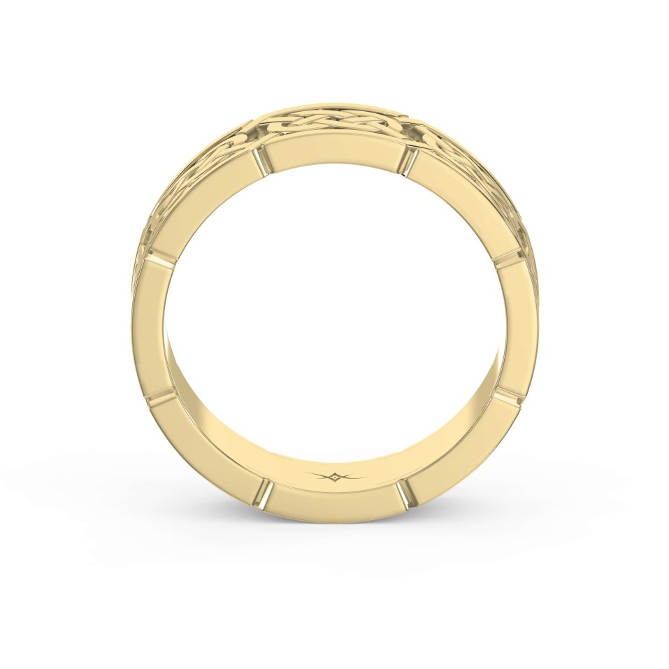 Intertwined Engraved and High-Polished Flat Celtic Art Wedding Band