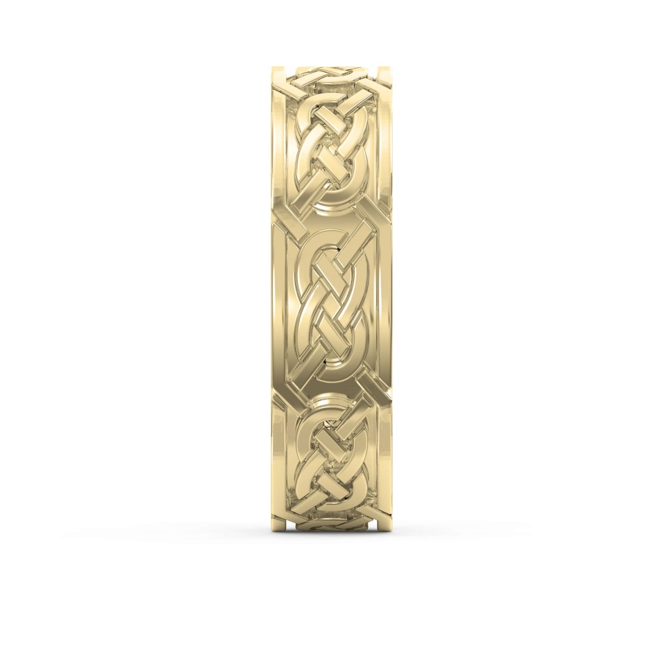 Intertwined Engraved and High-Polished Flat Celtic Art Wedding Band