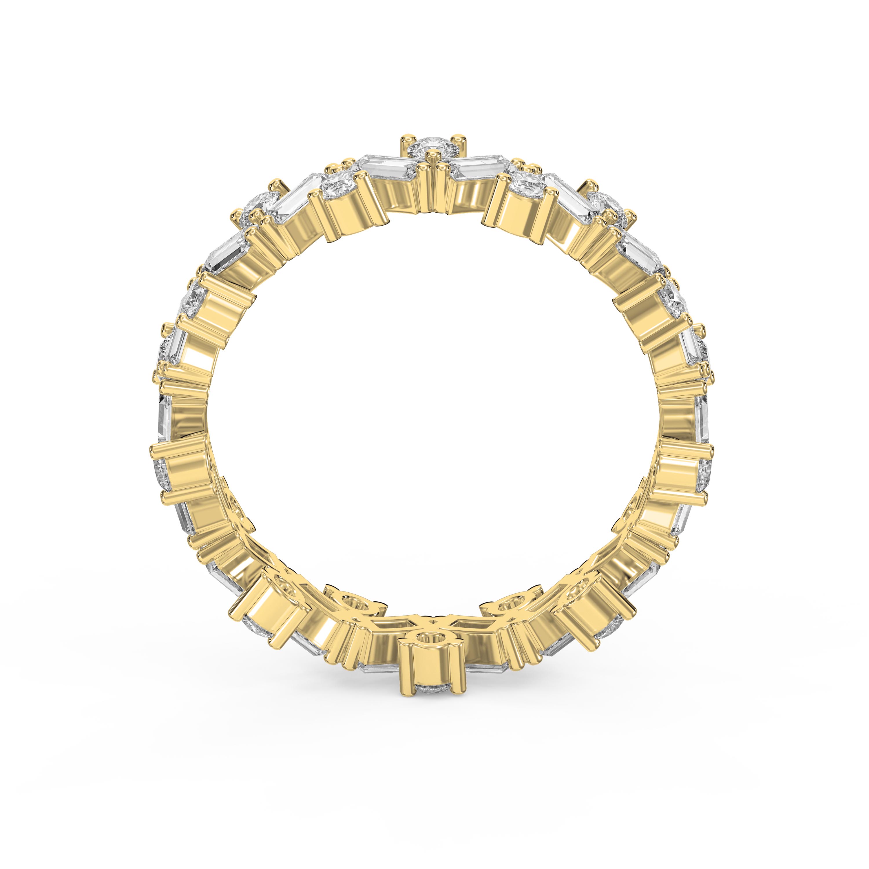 Eternity Ring with Round and Baguette Diamond Alternating Design – Lab-Grown & Natural Diamonds