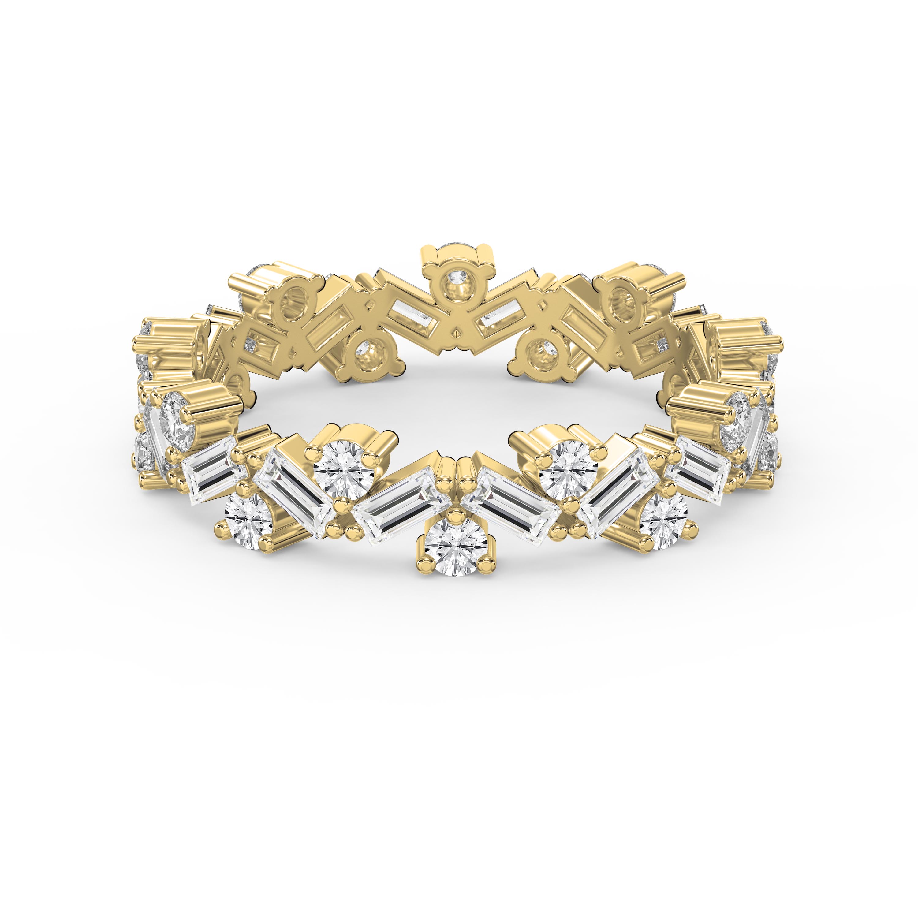 Eternity Ring with Round and Baguette Diamond Alternating Design – Lab-Grown & Natural Diamonds