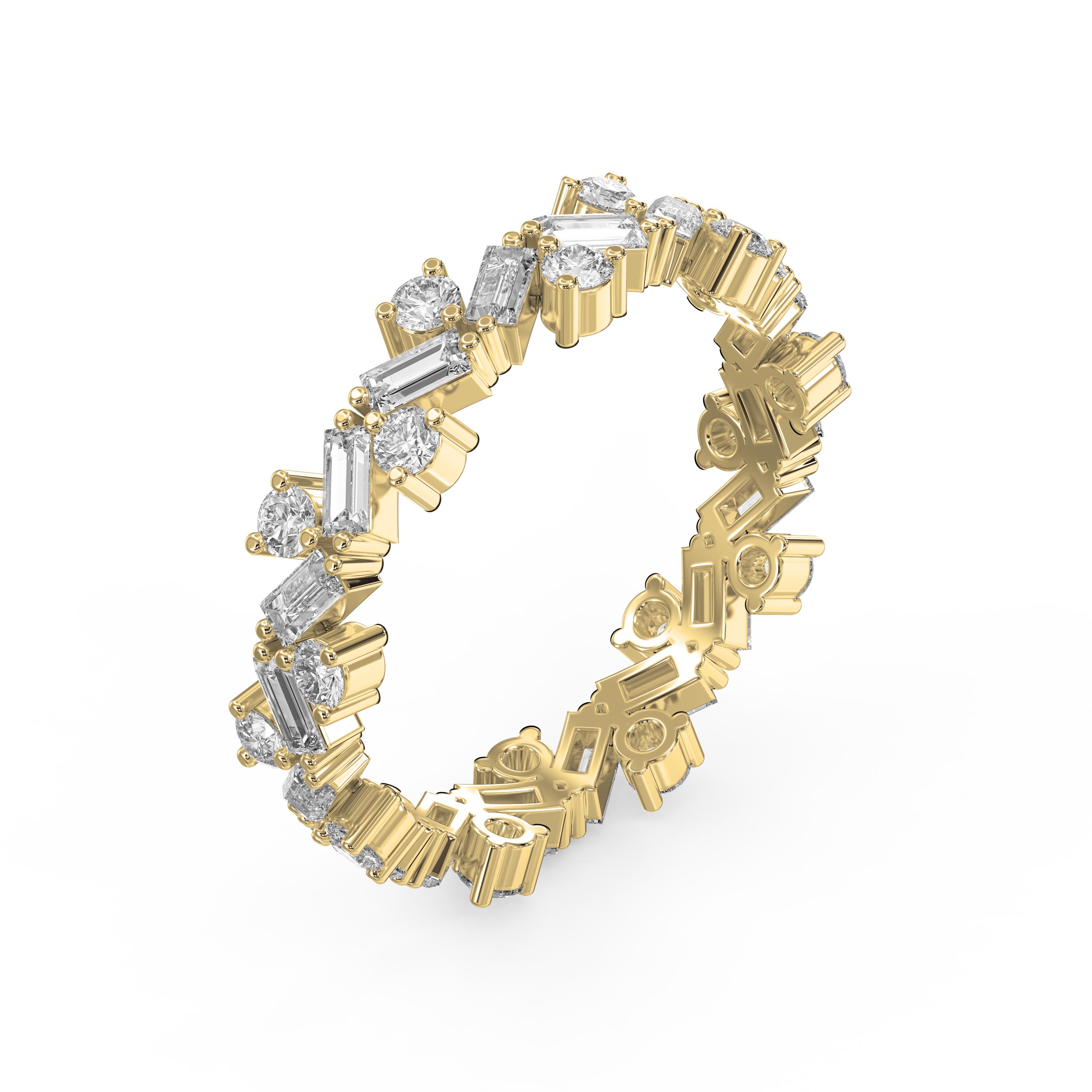 Eternity Ring with Round and Baguette Diamond Alternating Design – Lab-Grown & Natural Diamonds