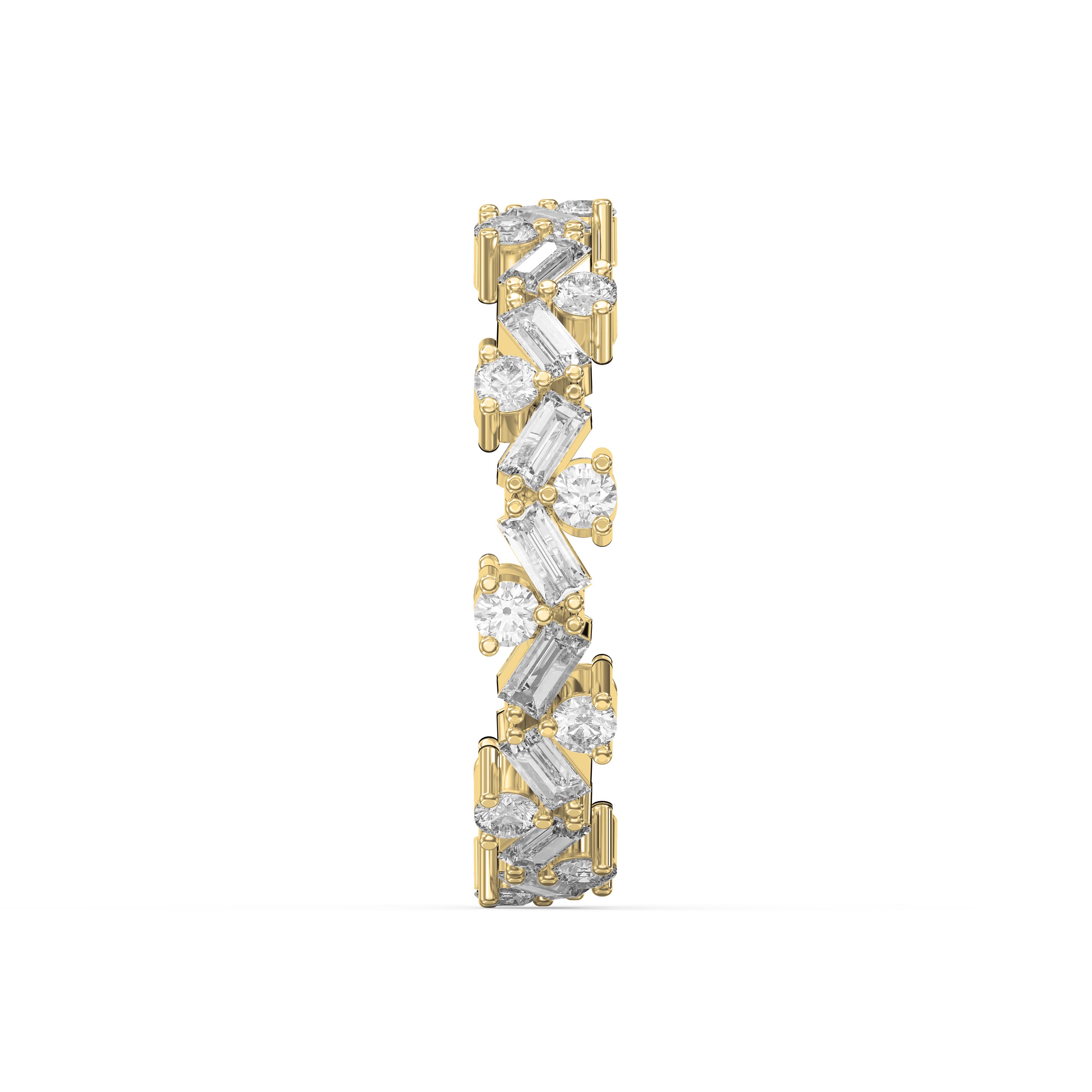 Eternity Ring with Round and Baguette Diamond Alternating Design – Lab-Grown & Natural Diamonds