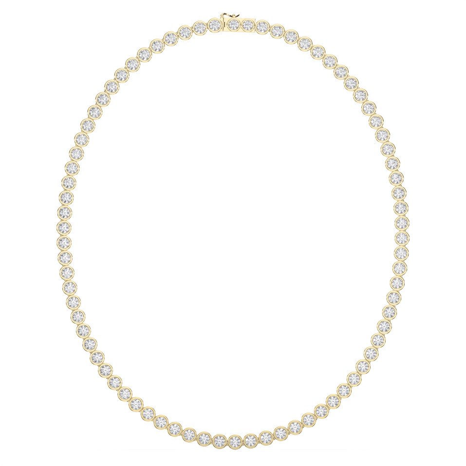 Experience timeless sparkle with this 19.25 carat round diamond tennis necklace, featuring 0.25 pointer diamonds. Choose lab-grown for sustainable brilliance.