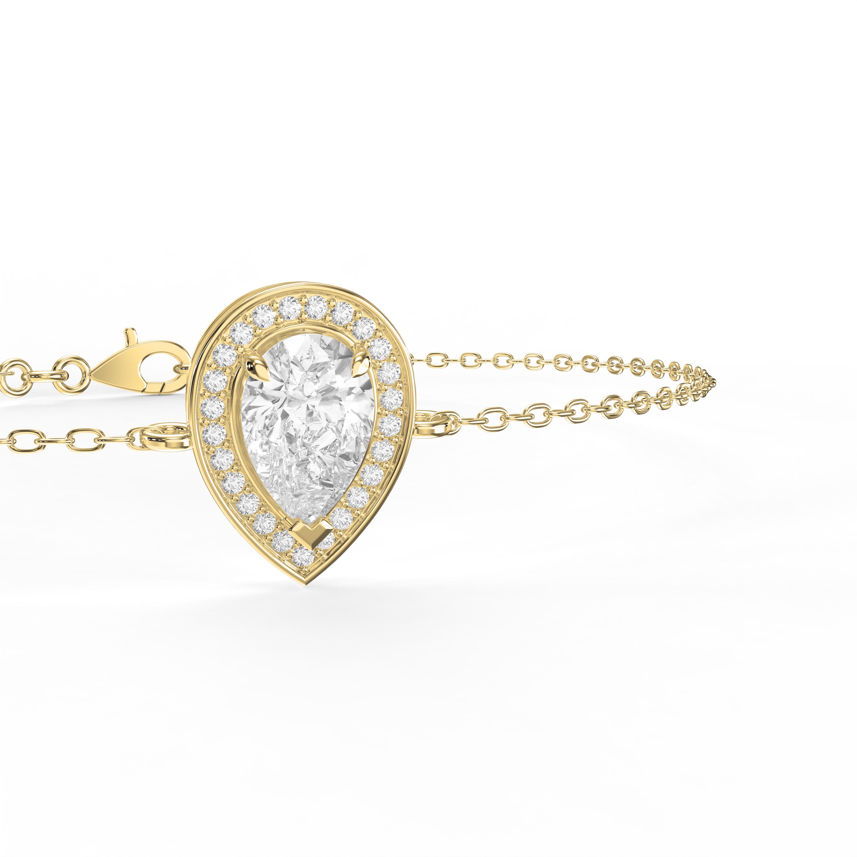 Pear Shape Diamond Halo Bracelet – Elegant Teardrop Design in Gold & Platinum | Lab-Grown  Diamond