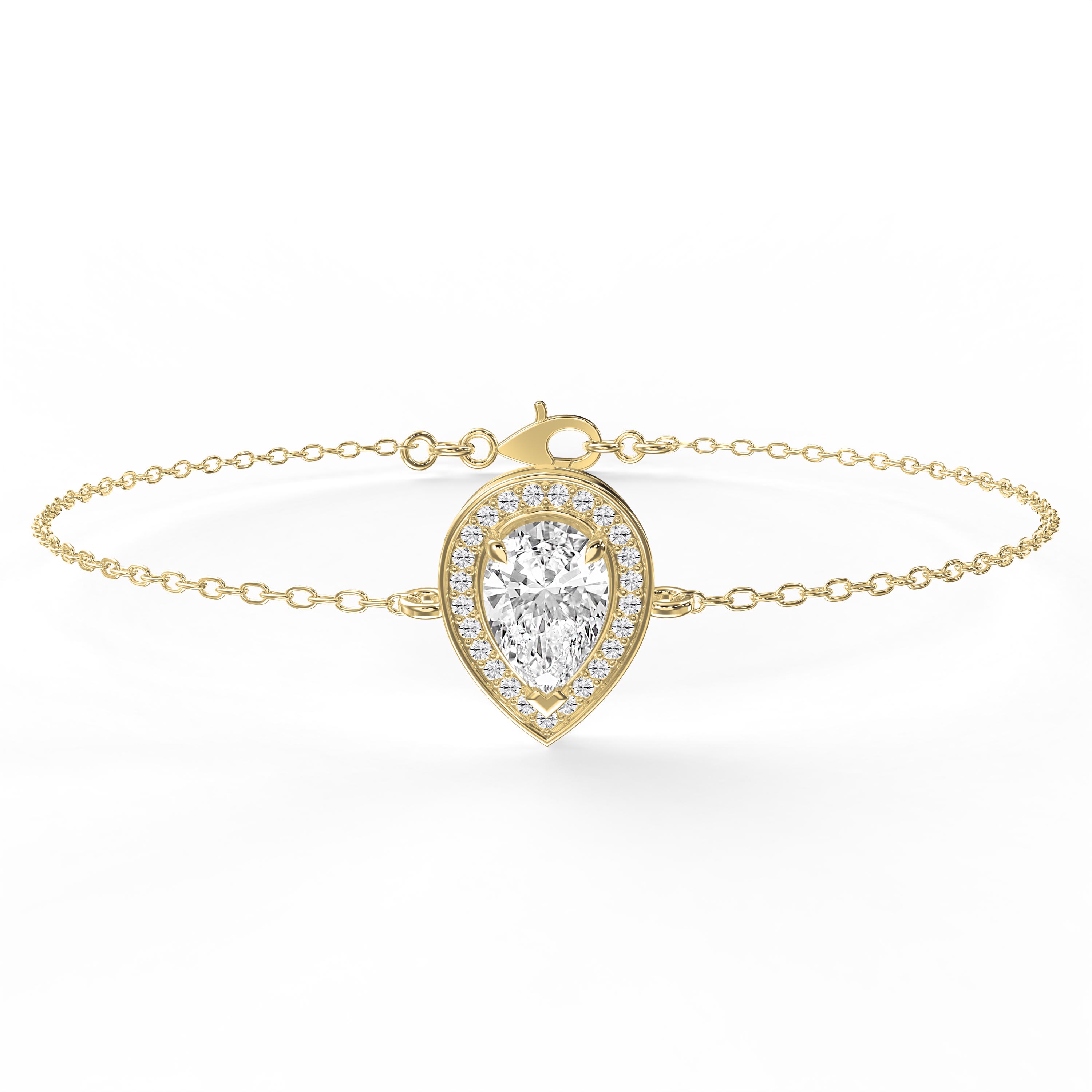 Pear Shape Diamond Halo Bracelet – Elegant Teardrop Design in Gold & Platinum | Lab-Grown  Diamond