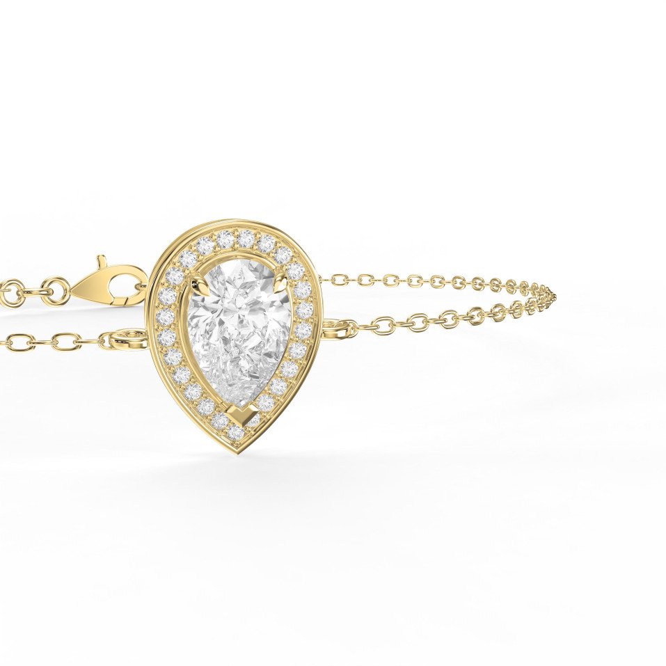 Pear Shape Diamond Halo Bracelet – Elegant Teardrop Design in Gold & Platinum | Lab-Grown  Diamond