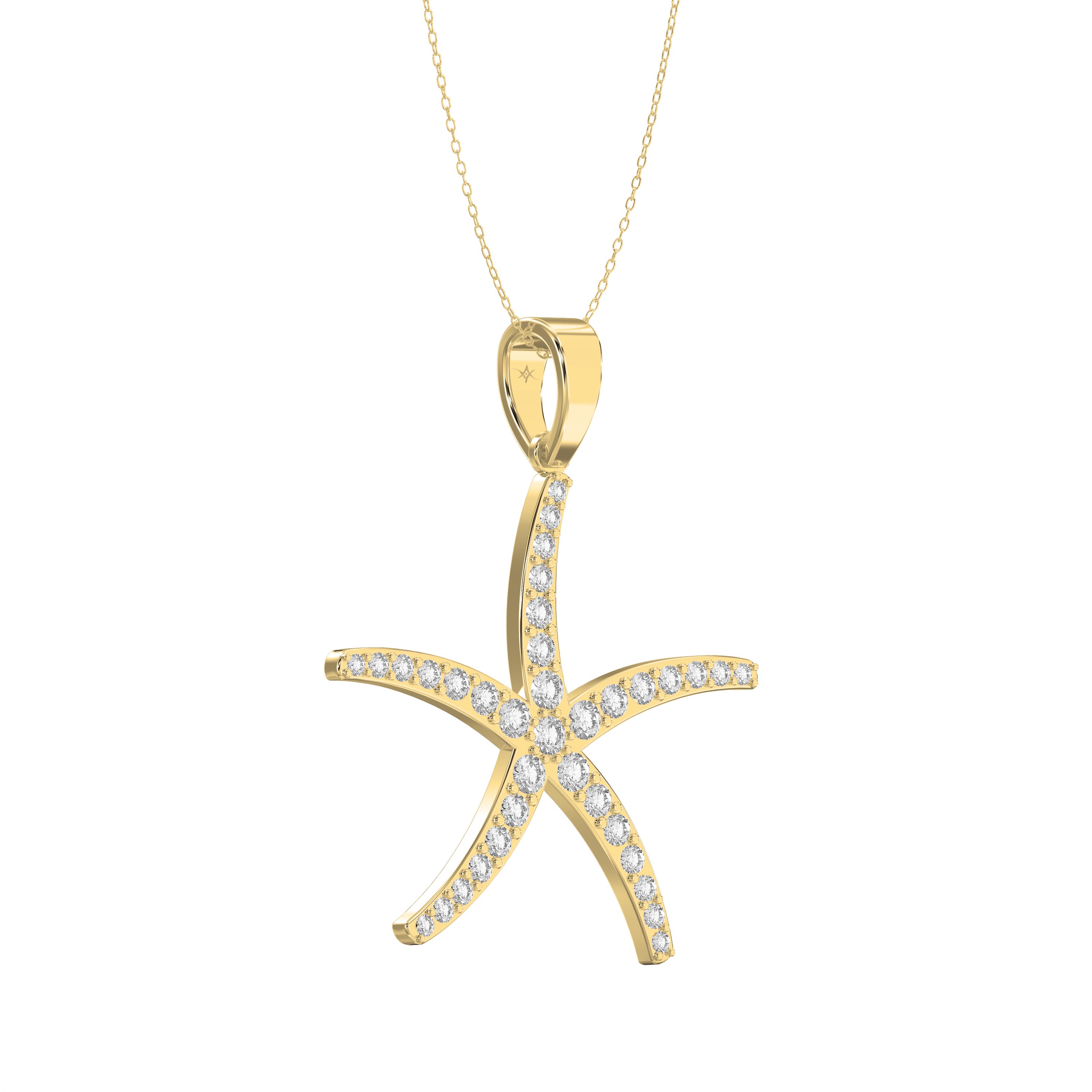 Round Diamond Starfish Embrace Pendant Necklace | Lab-Grown & Natural Diamond Jewelry – Valam Design