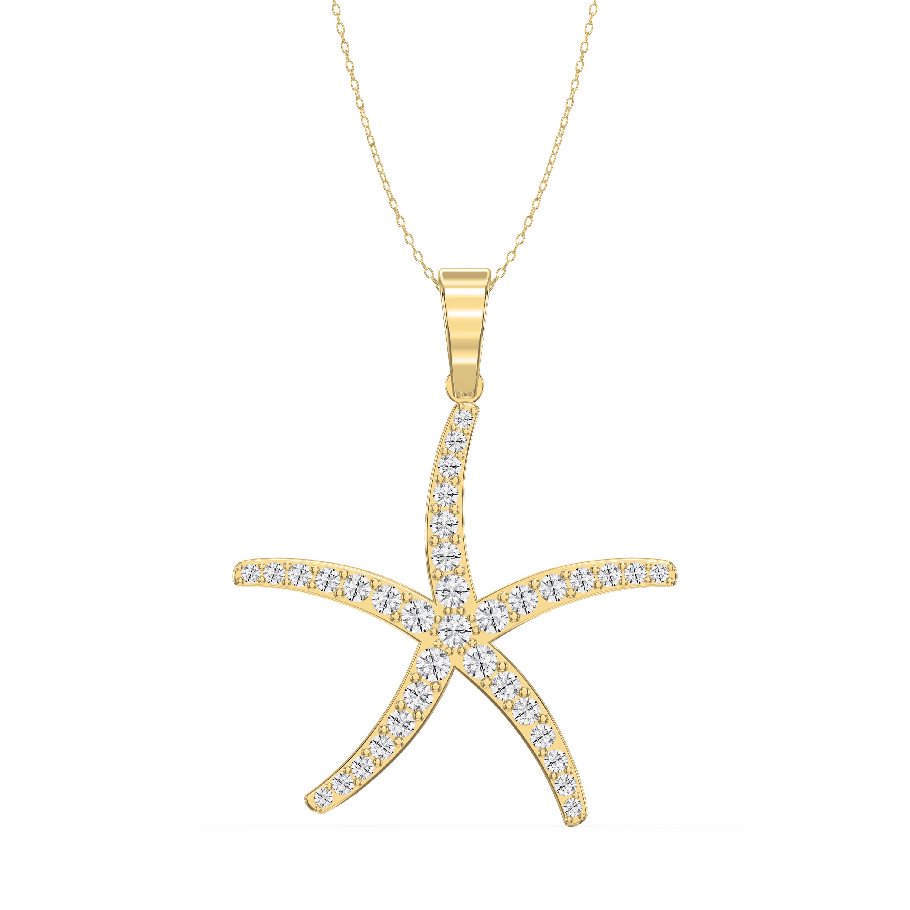 Round Diamond Starfish Embrace Pendant Necklace | Lab-Grown & Natural Diamond Jewelry – Valam Design