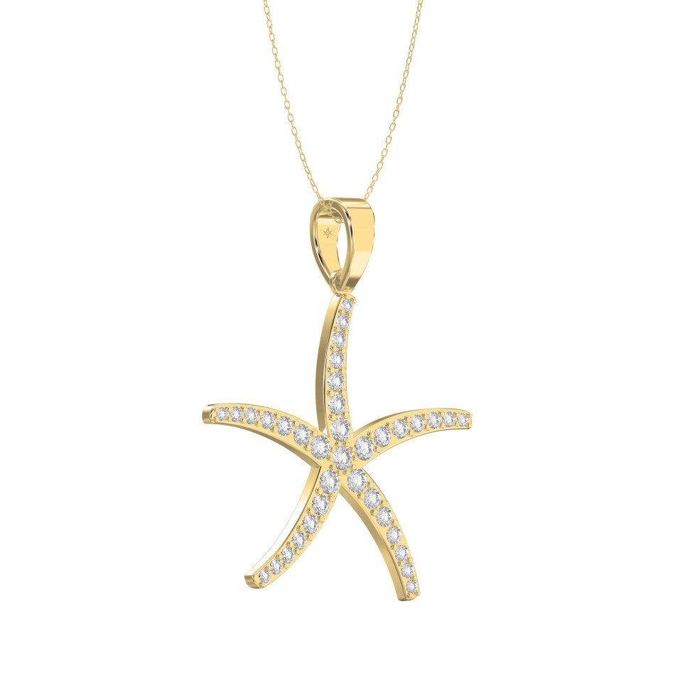 Round Diamond Starfish Embrace Pendant Necklace | Lab-Grown & Natural Diamond Jewelry – Valam Design