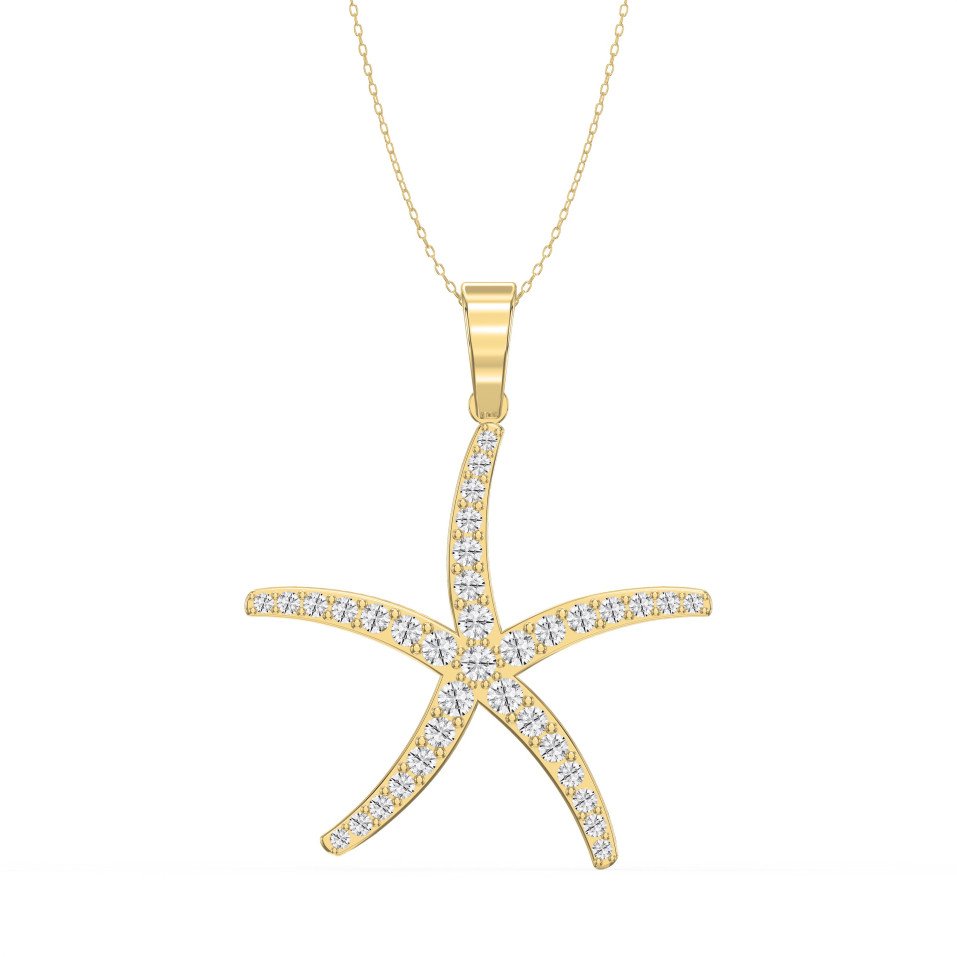 Round Diamond Starfish Embrace Pendant Necklace | Lab-Grown & Natural Diamond Jewelry – Valam Design