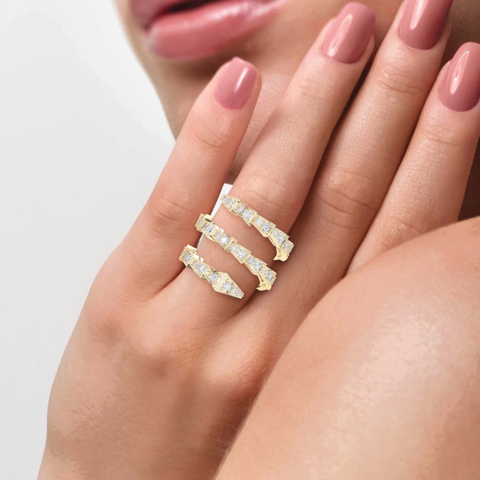 Diamond-Studded Serpenti Viper Adjustable Finger Ring Lab-Grown & Natural Diamonds | Symbolic Luxury Meets Bold Design