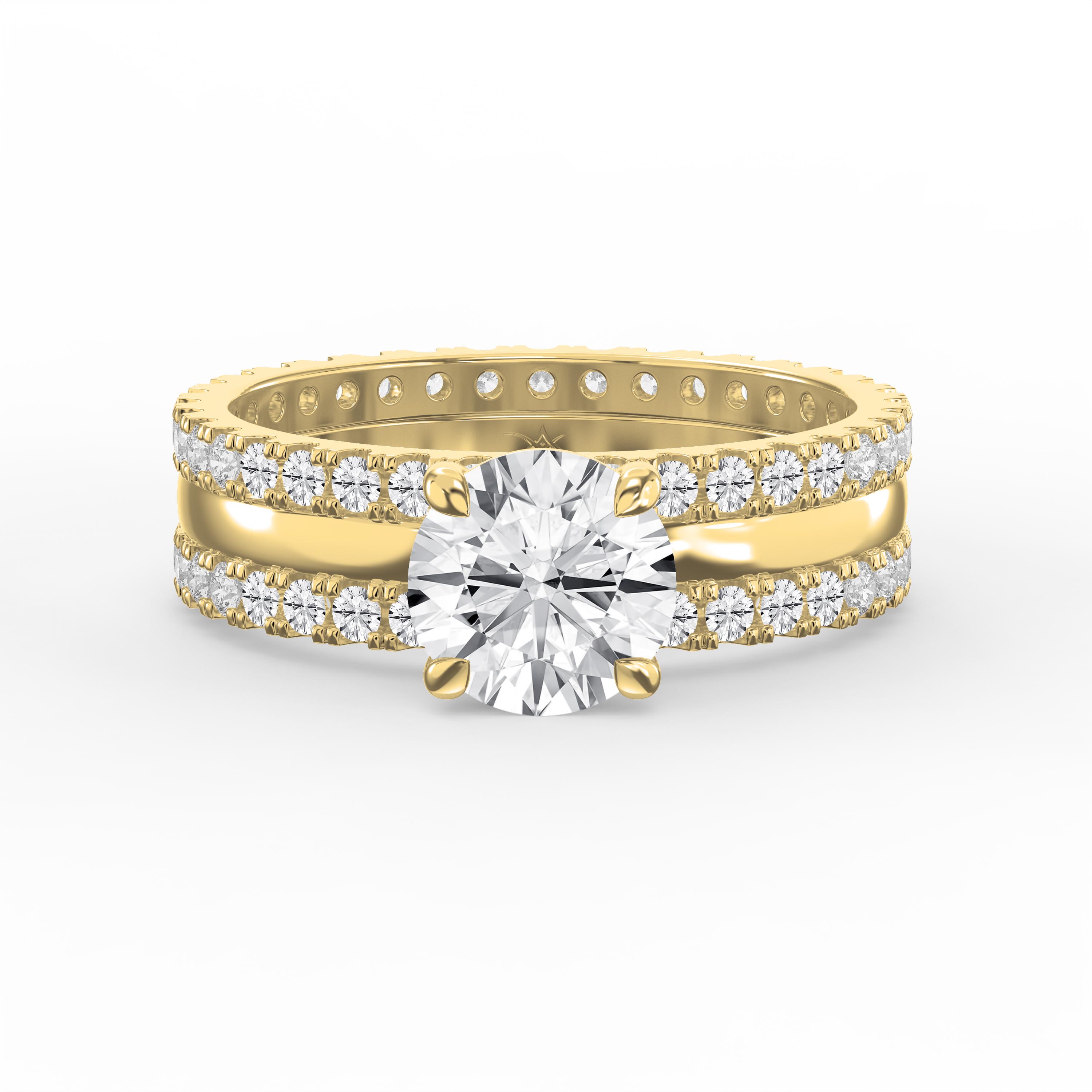 Double Pave Eternity Side Stone Engagement Ring  | Customizable Center Stone Shape | Lab-Grown & Natural Diamond Jewelry - Valam Design