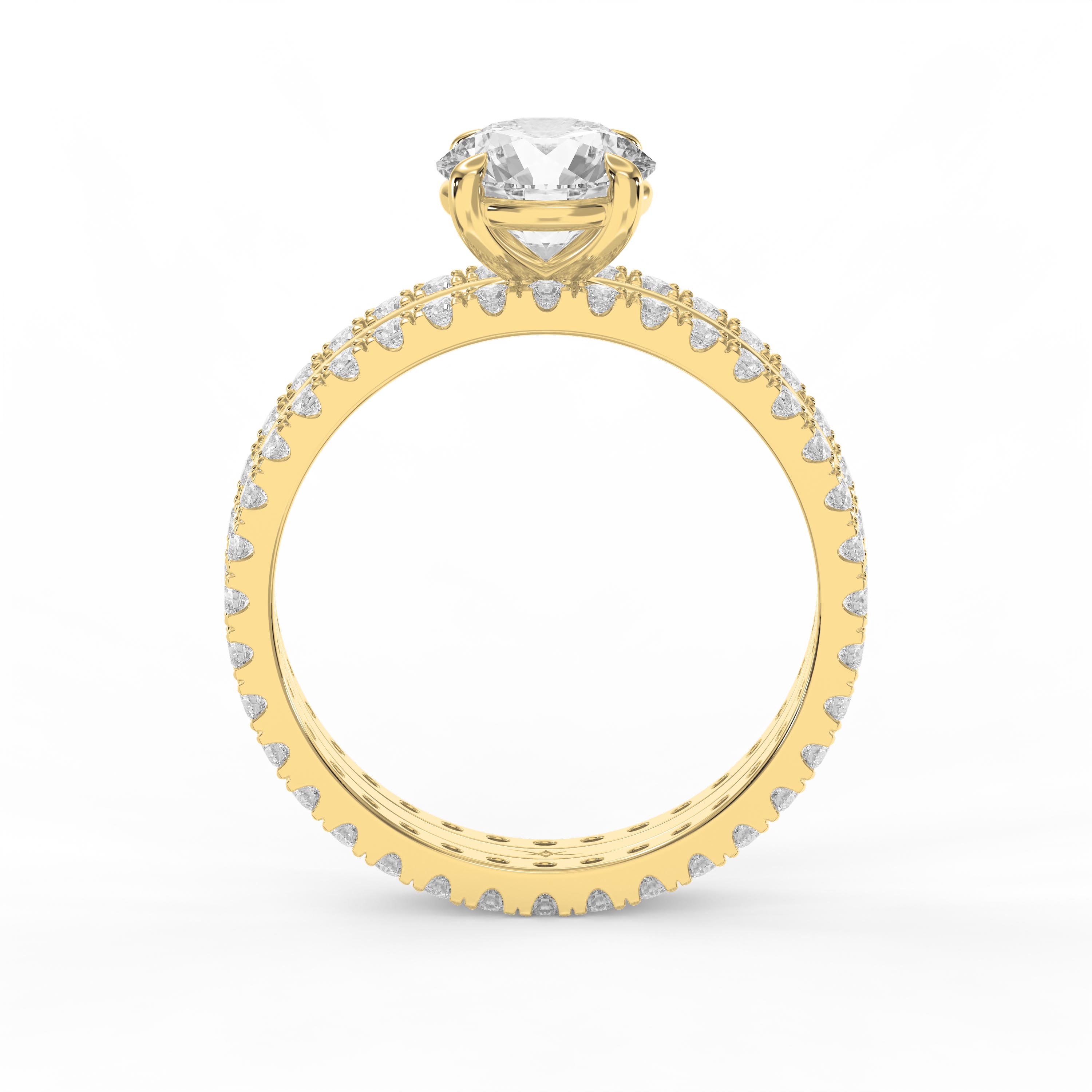 Double Pave Eternity Side Stone Engagement Ring  | Customizable Center Stone Shape | Lab-Grown & Natural Diamond Jewelry - Valam Design