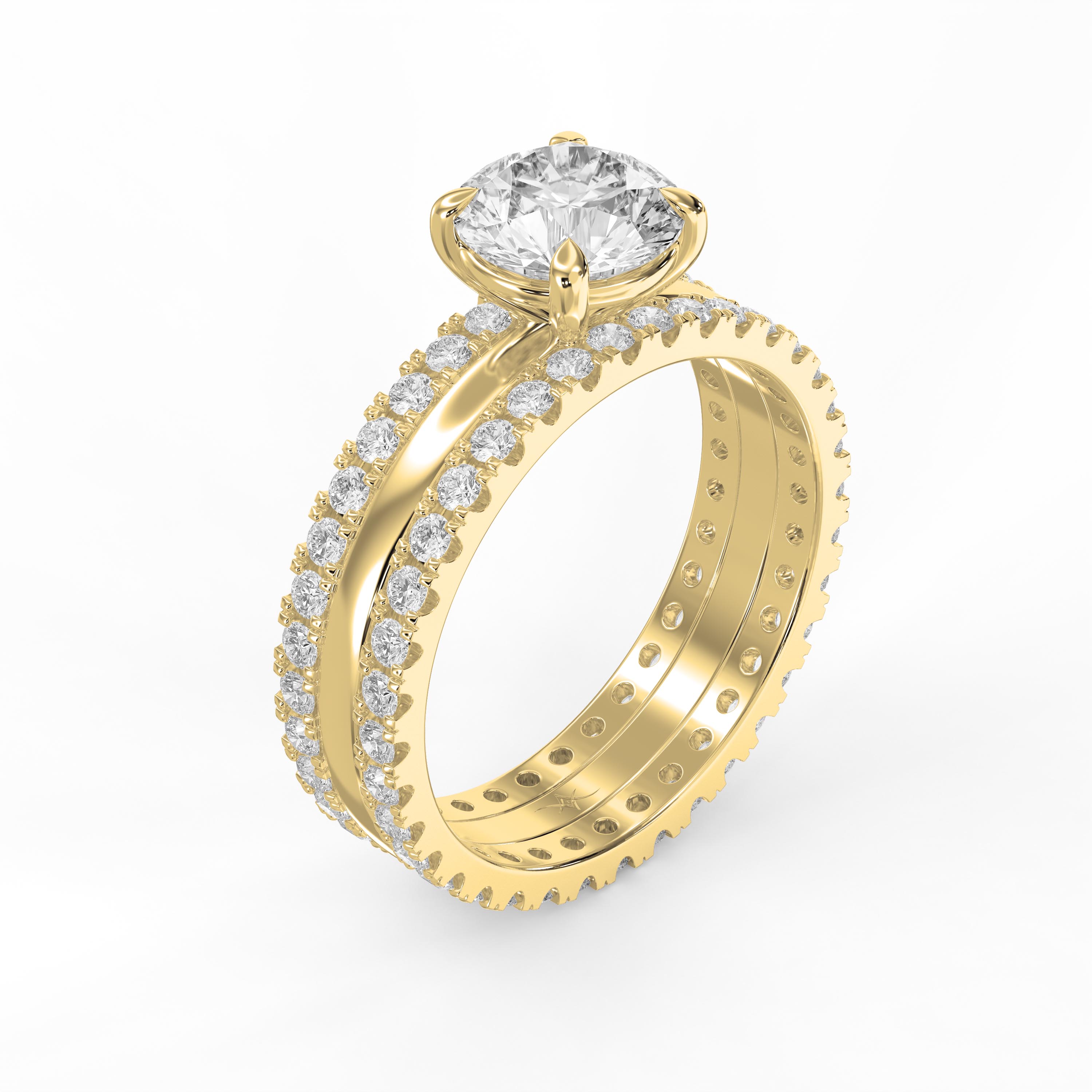 Double Pave Eternity Side Stone Engagement Ring  | Customizable Center Stone Shape | Lab-Grown & Natural Diamond Jewelry - Valam Design