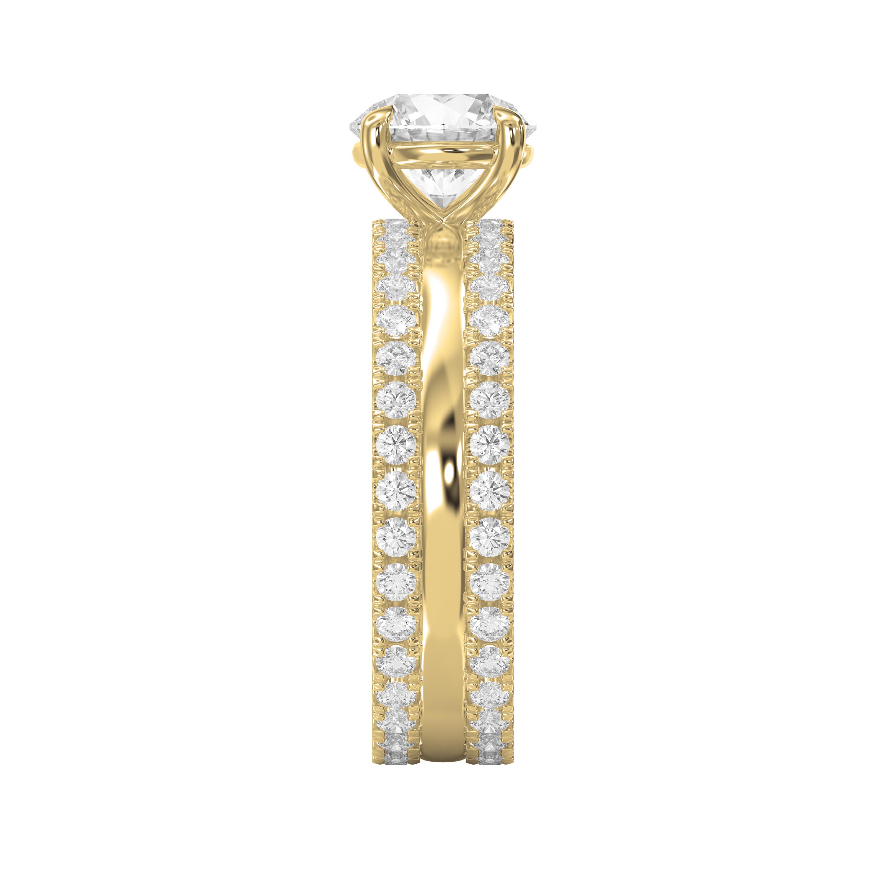 Double Pave Eternity Side Stone Engagement Ring  | Customizable Center Stone Shape | Lab-Grown & Natural Diamond Jewelry - Valam Design