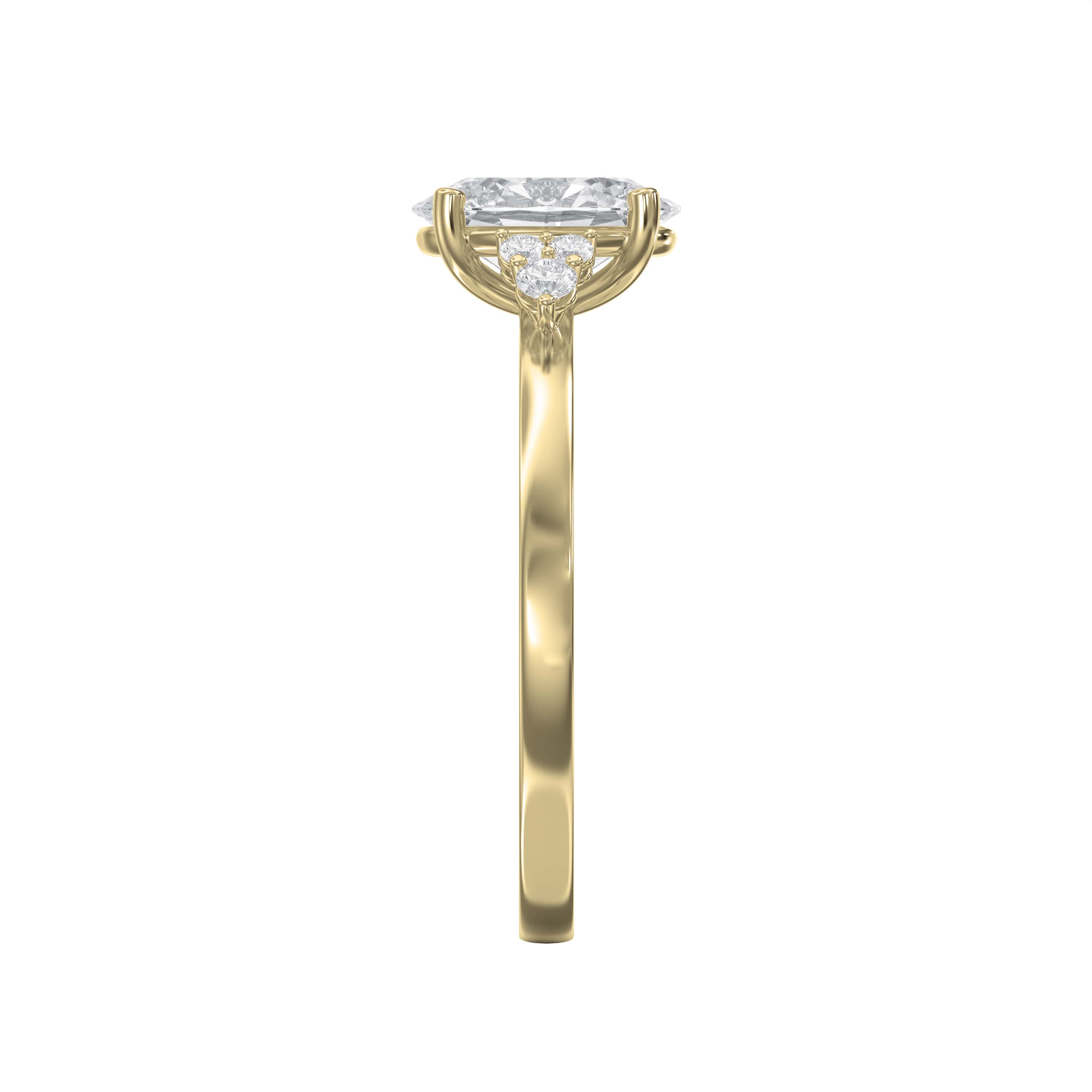 Floral Cluster Diamond Engagement Ring Featuring a Large Center Diamond & Starburst Side Clusters
