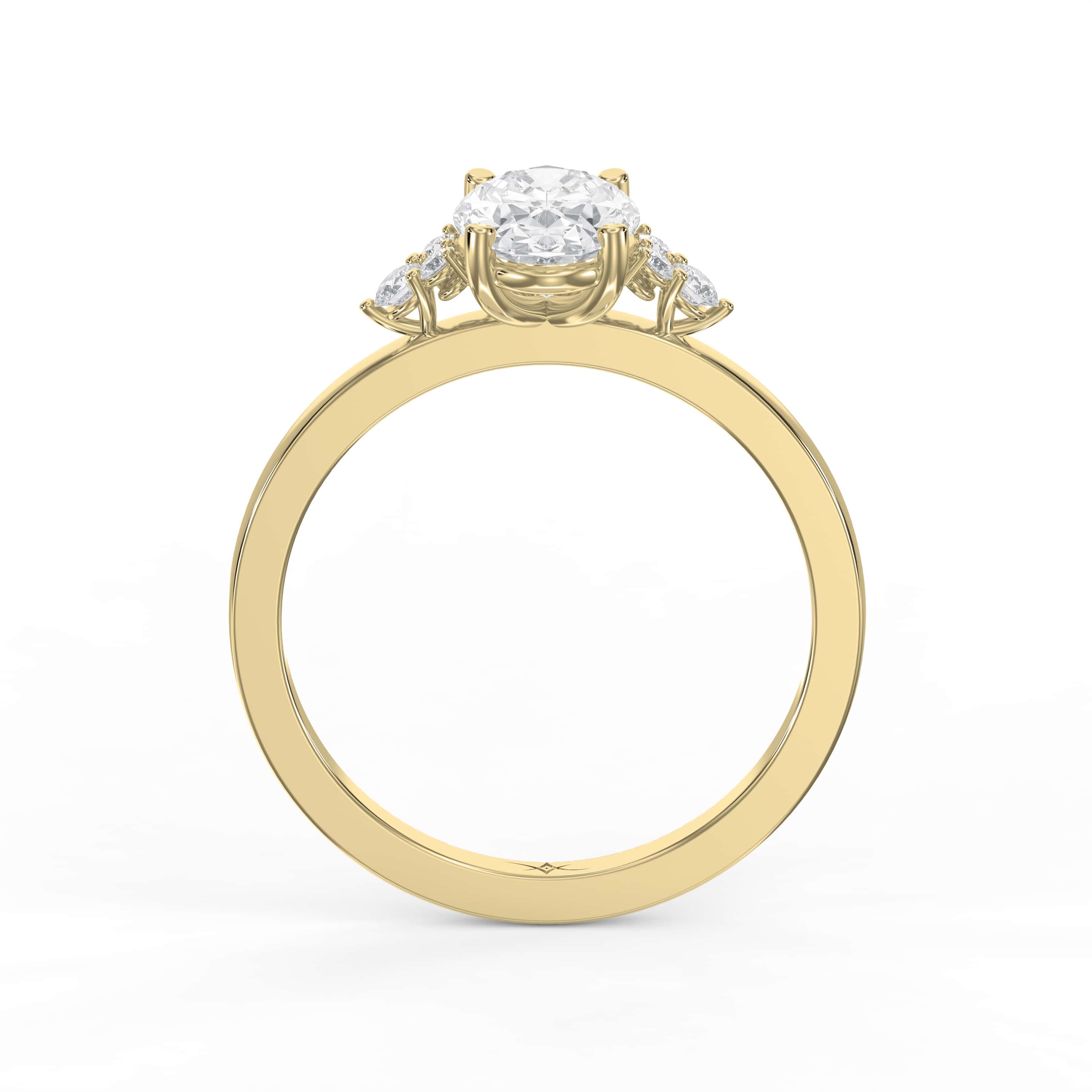 Floral Cluster Diamond Engagement Ring Featuring a Large Center Diamond & Starburst Side Clusters
