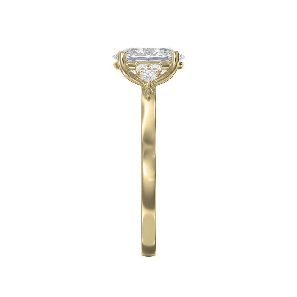 Floral Cluster Diamond Engagement Ring Featuring a Large Center Diamond & Starburst Side Clusters